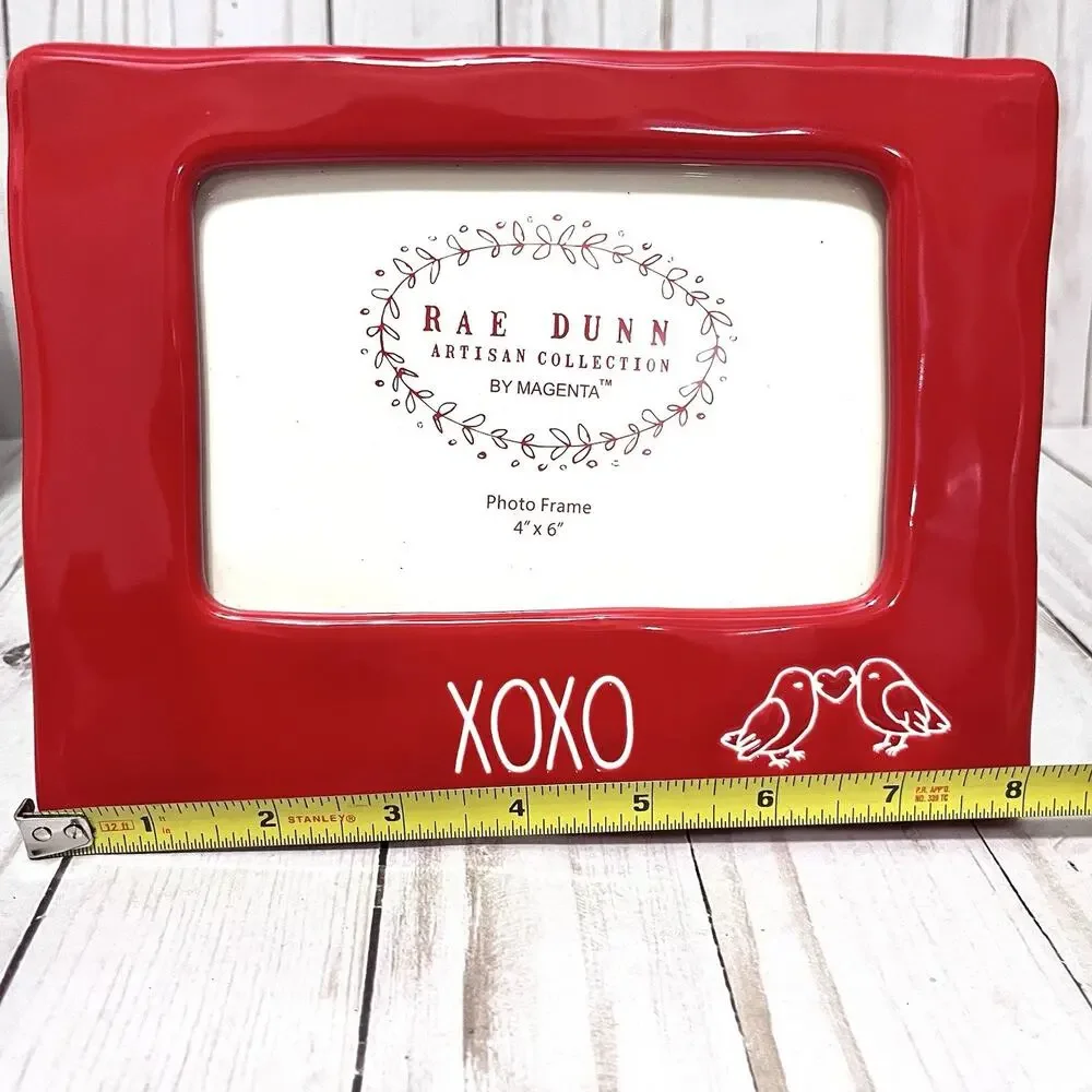 Rae Dunn Red “XOXO” Picture Frame 4”x6” Photo Valentine’s Ceramic Love Birds